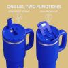image32 oz Tumbler with Handle and Straw Stainless Steel Insulated Tumbler Keeps Cold for 24 Hours Leakproof Travel Cup Fits in Cup Holder and BPAFree Beaucoup BlueRoyal Blue