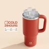 image32 oz Tumbler with Handle and Straw Stainless Steel Insulated Tumbler Keeps Cold for 24 Hours Leakproof Travel Cup Fits in Cup Holder and BPAFree Beaucoup BlueMedium Carmine