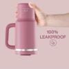 image32 oz Tumbler with Handle and Straw Stainless Steel Insulated Tumbler Keeps Cold for 24 Hours Leakproof Travel Cup Fits in Cup Holder and BPAFree Beaucoup BlueTurkish Rose