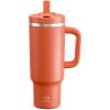 image32 oz Tumbler with Handle and Straw Stainless Steel Insulated Tumbler Keeps Cold for 24 Hours Leakproof Travel Cup Fits in Cup Holder and BPAFree Beaucoup BlueTawny Orange