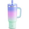 image32 oz Tumbler with Handle and Straw Stainless Steel Insulated Tumbler Keeps Cold for 24 Hours Leakproof Travel Cup Fits in Cup Holder and BPAFree Beaucoup BlueFrosted Lilac