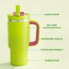 image32 oz Tumbler with Handle and Straw Stainless Steel Insulated Tumbler Keeps Cold for 24 Hours Leakproof Travel Cup Fits in Cup Holder and BPAFree Beaucoup BlueAcid Green