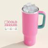 image32 oz Tumbler with Handle and Straw Stainless Steel Insulated Tumbler Keeps Cold for 24 Hours Leakproof Travel Cup Fits in Cup Holder and BPAFree Beaucoup BlueLight Crimson