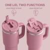 image32 oz Tumbler with Handle and Straw Stainless Steel Insulated Tumbler Keeps Cold for 24 Hours Leakproof Travel Cup Fits in Cup Holder and BPAFree Beaucoup BlueTurkish Rose