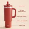image32 oz Tumbler with Handle and Straw Stainless Steel Insulated Tumbler Keeps Cold for 24 Hours Leakproof Travel Cup Fits in Cup Holder and BPAFree Beaucoup BlueMedium Carmine