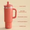image32 oz Tumbler with Handle and Straw Stainless Steel Insulated Tumbler Keeps Cold for 24 Hours Leakproof Travel Cup Fits in Cup Holder and BPAFree Beaucoup BlueTawny Orange