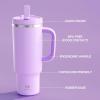 image32 oz Tumbler with Handle and Straw Stainless Steel Insulated Tumbler Keeps Cold for 24 Hours Leakproof Travel Cup Fits in Cup Holder and BPAFree Beaucoup BlueLavender