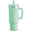 image32 oz Tumbler with Handle and Straw Stainless Steel Insulated Tumbler Keeps Cold for 24 Hours Leakproof Travel Cup Fits in Cup Holder and BPAFree Beaucoup BlueBrook Green