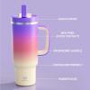image32 oz Tumbler with Handle and Straw Stainless Steel Insulated Tumbler Keeps Cold for 24 Hours Leakproof Travel Cup Fits in Cup Holder and BPAFree Beaucoup BluePeach Dream