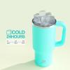 image32 oz Tumbler with Handle and Straw Stainless Steel Insulated Tumbler Keeps Cold for 24 Hours Leakproof Travel Cup Fits in Cup Holder and BPAFree Beaucoup BlueAquamarine Blue