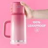 image32 oz Tumbler with Handle and Straw Stainless Steel Insulated Tumbler Keeps Cold for 24 Hours Leakproof Travel Cup Fits in Cup Holder and BPAFree Beaucoup BlueFlamingo