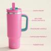image32 oz Tumbler with Handle and Straw Stainless Steel Insulated Tumbler Keeps Cold for 24 Hours Leakproof Travel Cup Fits in Cup Holder and BPAFree Beaucoup BlueLight Crimson