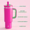 image32 oz Tumbler with Handle and Straw Stainless Steel Insulated Tumbler Keeps Cold for 24 Hours Leakproof Travel Cup Fits in Cup Holder and BPAFree Beaucoup BlueKnockout Pink