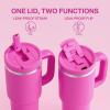 image32 oz Tumbler with Handle and Straw Stainless Steel Insulated Tumbler Keeps Cold for 24 Hours Leakproof Travel Cup Fits in Cup Holder and BPAFree Beaucoup BluePersian Rose