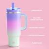 image32 oz Tumbler with Handle and Straw Stainless Steel Insulated Tumbler Keeps Cold for 24 Hours Leakproof Travel Cup Fits in Cup Holder and BPAFree Beaucoup BlueFrosted Lilac