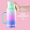 image32 oz Tumbler with Handle and Straw Stainless Steel Insulated Tumbler Keeps Cold for 24 Hours Leakproof Travel Cup Fits in Cup Holder and BPAFree Beaucoup BlueFrosted Lilac