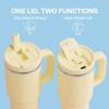 image32 oz Tumbler with Handle and Straw Stainless Steel Insulated Tumbler Keeps Cold for 24 Hours Leakproof Travel Cup Fits in Cup Holder and BPAFree Beaucoup BlueLight Vanilla
