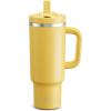 image32 oz Tumbler with Handle and Straw Stainless Steel Insulated Tumbler Keeps Cold for 24 Hours Leakproof Travel Cup Fits in Cup Holder and BPAFree Beaucoup BlueElfin Yellow
