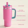 image32 oz Tumbler with Handle and Straw Stainless Steel Insulated Tumbler Keeps Cold for 24 Hours Leakproof Travel Cup Fits in Cup Holder and BPAFree Beaucoup BlueLight Crimson