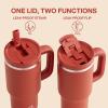 image32 oz Tumbler with Handle and Straw Stainless Steel Insulated Tumbler Keeps Cold for 24 Hours Leakproof Travel Cup Fits in Cup Holder and BPAFree Beaucoup BlueMedium Carmine