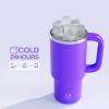 image32 oz Tumbler with Handle and Straw Stainless Steel Insulated Tumbler Keeps Cold for 24 Hours Leakproof Travel Cup Fits in Cup Holder and BPAFree Beaucoup BlueViolet
