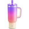 image32 oz Tumbler with Handle and Straw Stainless Steel Insulated Tumbler Keeps Cold for 24 Hours Leakproof Travel Cup Fits in Cup Holder and BPAFree Beaucoup BluePeach Dream