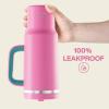 image32 oz Tumbler with Handle and Straw Stainless Steel Insulated Tumbler Keeps Cold for 24 Hours Leakproof Travel Cup Fits in Cup Holder and BPAFree Beaucoup BlueLight Crimson