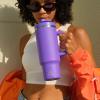 image32 oz Tumbler with Handle and Straw Stainless Steel Insulated Tumbler Keeps Cold for 24 Hours Leakproof Travel Cup Fits in Cup Holder and BPAFree Beaucoup BlueViolet
