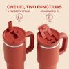 image32 oz Tumbler with Handle and Straw Stainless Steel Insulated Tumbler Keeps Cold for 24 Hours Leakproof Travel Cup Fits in Cup Holder and BPAFree Beaucoup BlueMedium Carmine