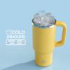 image32 oz Tumbler with Handle and Straw Stainless Steel Insulated Tumbler Keeps Cold for 24 Hours Leakproof Travel Cup Fits in Cup Holder and BPAFree Beaucoup BlueElfin Yellow