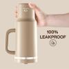 image32 oz Tumbler with Handle and Straw Stainless Steel Insulated Tumbler Keeps Cold for 24 Hours Leakproof Travel Cup Fits in Cup Holder and BPAFree Beaucoup BlueRaw Umber