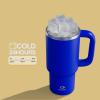 image32 oz Tumbler with Handle and Straw Stainless Steel Insulated Tumbler Keeps Cold for 24 Hours Leakproof Travel Cup Fits in Cup Holder and BPAFree Beaucoup BlueRoyal Blue
