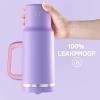 image32 oz Tumbler with Handle and Straw Stainless Steel Insulated Tumbler Keeps Cold for 24 Hours Leakproof Travel Cup Fits in Cup Holder and BPAFree Beaucoup BlueMauve