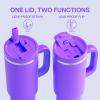image32 oz Tumbler with Handle and Straw Stainless Steel Insulated Tumbler Keeps Cold for 24 Hours Leakproof Travel Cup Fits in Cup Holder and BPAFree Beaucoup BlueViolet