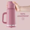 image32 oz Tumbler with Handle and Straw Stainless Steel Insulated Tumbler Keeps Cold for 24 Hours Leakproof Travel Cup Fits in Cup Holder and BPAFree Beaucoup BlueTurkish Rose