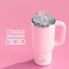 image32 oz Tumbler with Handle and Straw Stainless Steel Insulated Tumbler Keeps Cold for 24 Hours Leakproof Travel Cup Fits in Cup Holder and BPAFree Beaucoup BlueCotton Candy