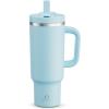 image32 oz Tumbler with Handle and Straw Stainless Steel Insulated Tumbler Keeps Cold for 24 Hours Leakproof Travel Cup Fits in Cup Holder and BPAFree Beaucoup BluePewter Blue
