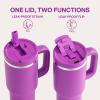 image32 oz Tumbler with Handle and Straw Stainless Steel Insulated Tumbler Keeps Cold for 24 Hours Leakproof Travel Cup Fits in Cup Holder and BPAFree Beaucoup BlueBright Magenta