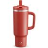 image32 oz Tumbler with Handle and Straw Stainless Steel Insulated Tumbler Keeps Cold for 24 Hours Leakproof Travel Cup Fits in Cup Holder and BPAFree Beaucoup BlueMedium Carmine