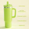 image32 oz Tumbler with Handle and Straw Stainless Steel Insulated Tumbler Keeps Cold for 24 Hours Leakproof Travel Cup Fits in Cup Holder and BPAFree Beaucoup BlueSharp Green