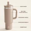 image32 oz Tumbler with Handle and Straw Stainless Steel Insulated Tumbler Keeps Cold for 24 Hours Leakproof Travel Cup Fits in Cup Holder and BPAFree Beaucoup BlueRaw Umber