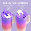 image32 oz Tumbler with Handle and Straw Stainless Steel Insulated Tumbler Keeps Cold for 24 Hours Leakproof Travel Cup Fits in Cup Holder and BPAFree Beaucoup BluePeach Dream