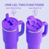 image32 oz Tumbler with Handle and Straw Stainless Steel Insulated Tumbler Keeps Cold for 24 Hours Leakproof Travel Cup Fits in Cup Holder and BPAFree Beaucoup BlueViolet