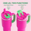 image32 oz Tumbler with Handle and Straw Stainless Steel Insulated Tumbler Keeps Cold for 24 Hours Leakproof Travel Cup Fits in Cup Holder and BPAFree Beaucoup BlueKnockout Pink
