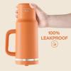 image32 oz Tumbler with Handle and Straw Stainless Steel Insulated Tumbler Keeps Cold for 24 Hours Leakproof Travel Cup Fits in Cup Holder and BPAFree Beaucoup BlueModerate Orange
