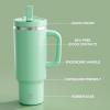 image32 oz Tumbler with Handle and Straw Stainless Steel Insulated Tumbler Keeps Cold for 24 Hours Leakproof Travel Cup Fits in Cup Holder and BPAFree Beaucoup BlueBrook Green