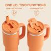 image32 oz Tumbler with Handle and Straw Stainless Steel Insulated Tumbler Keeps Cold for 24 Hours Leakproof Travel Cup Fits in Cup Holder and BPAFree Beaucoup BlueModerate Orange