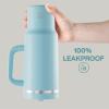 image32 oz Tumbler with Handle and Straw Stainless Steel Insulated Tumbler Keeps Cold for 24 Hours Leakproof Travel Cup Fits in Cup Holder and BPAFree Beaucoup BluePewter Blue
