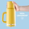 image32 oz Tumbler with Handle and Straw Stainless Steel Insulated Tumbler Keeps Cold for 24 Hours Leakproof Travel Cup Fits in Cup Holder and BPAFree Beaucoup BlueElfin Yellow
