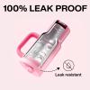 image32 oz Tumbler with Handle and Straw Stainless Steel Insulated Tumbler Keeps Cold for 24 Hours Leakproof Travel Cup Fits in Cup Holder and BPAFree Beaucoup BlueFlamingo